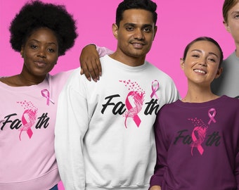 Breast Cancer Awareness Sweatshirt, Faith Sweatshirt, Pink Ribbon, Breast Cancer Gift, Christian Sweatshirt, Inspirational Gift, Faith Shirt