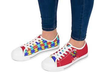 Autism Awareness Shoes, Women's Low Top Sneakers, Neurodivergent, Gift for Mom, Autism Mom, Autism Gift, Custom Design Shoe