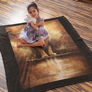 Christian Blanket, Lion and Lamb Blanket, Lion of Judah, Baby Blanket, Plush Blanket image 3