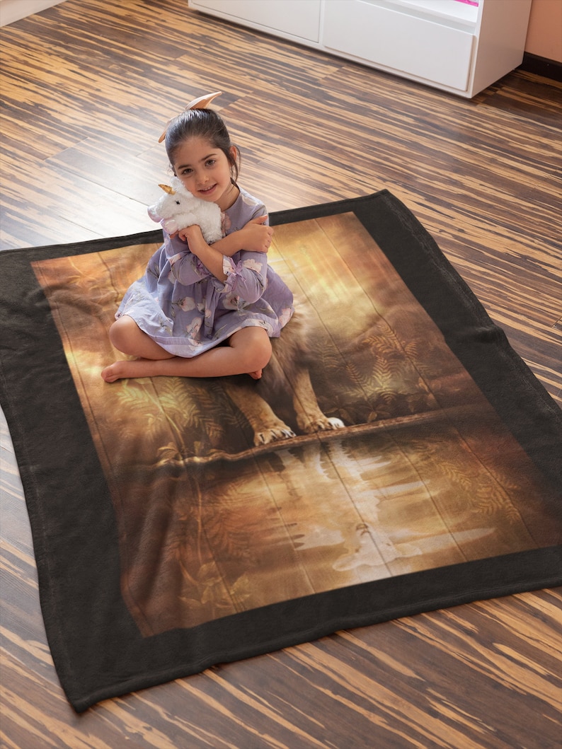 Christian Blanket, Lion and Lamb Blanket, Lion of Judah, Baby Blanket, Plush Blanket image 3