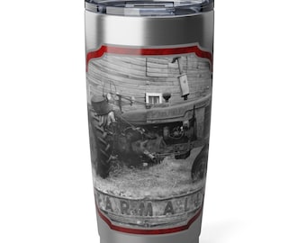 Farming Tumbler, Red tractor farm dad to go coffee cup