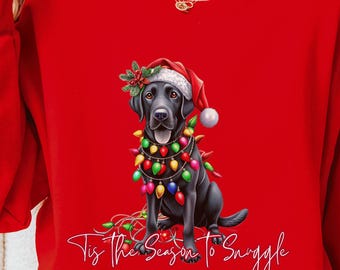 Black Lab Christmas Lights Sweatshirt: Santa Hat, Unisex Fit