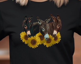 Sunflower Donkey T-Shirt: Happy Adorable Animal Graphic Tee