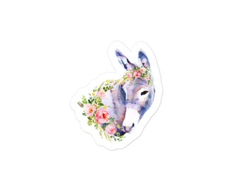 Cottagecore Donkey Sticker: Floral Animal Gift
