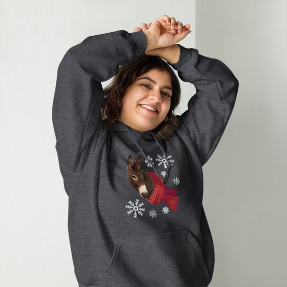 Donkey Snowflake Hoodie, Winter Sweatshirt