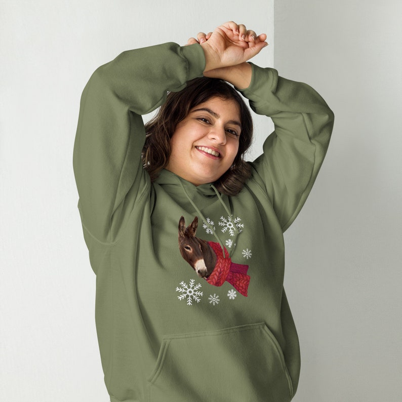 Winter Donkey Hoodie, Dokey snowflake sweatshirt, Donkey sweater