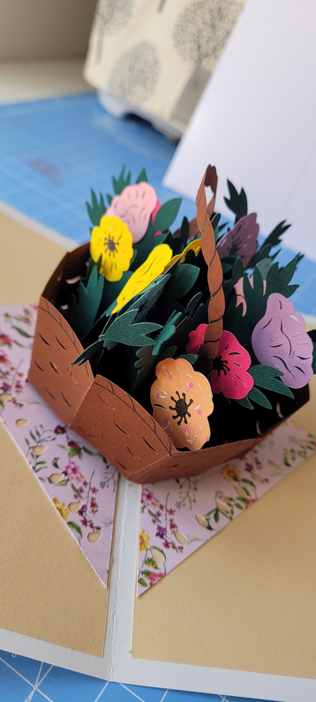 Just Because Basket Bouquet Pop up Card Etsy