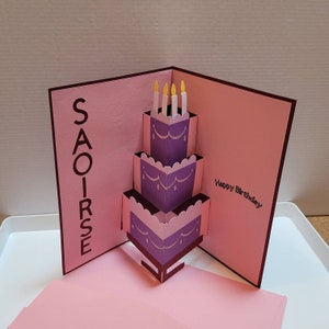 3 tier birthday cake pop up card