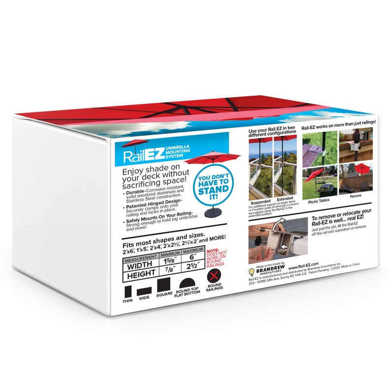 Railez Patio Umbrella Mounting Bracket for Railings. Secure Etsy