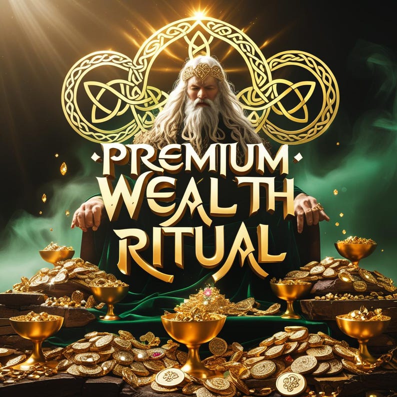 a man sitting in front of a pile of gold coins