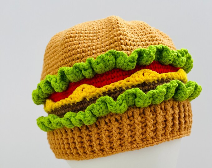 Crochet Kid Burger Hat Cheeseburger Hat Hamburger Hat Winter Hat