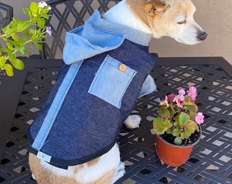 Dog Jacket Warm Jean or Denim Style Clothing
