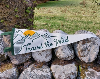 Travel the wild wool felt pennant wall flag