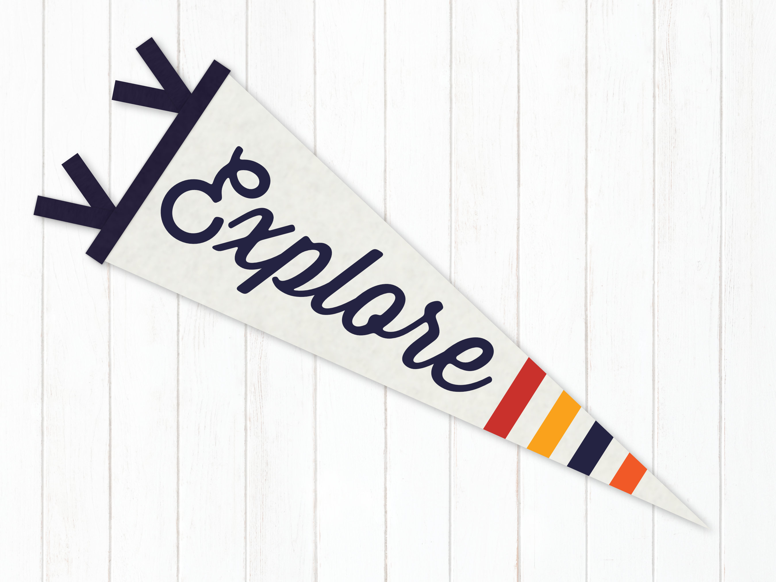 Discover Explore wool felt pennant flag for the wall
