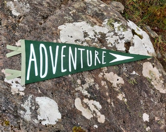 Adventure Pennant Flag: Handmade Wool Felt Wall Hanging