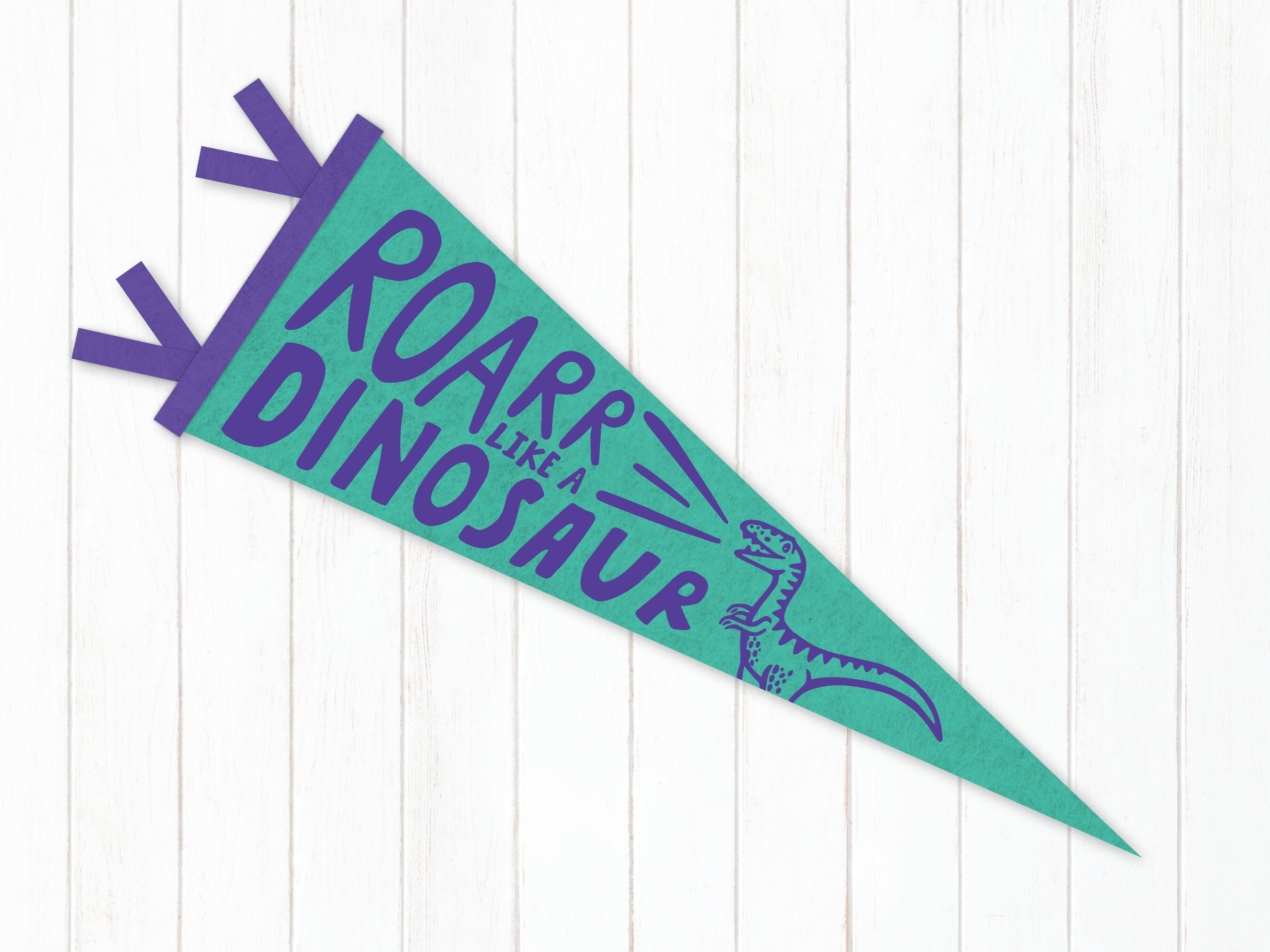 Roar like a dinosaur wool felt pennant wall flag for kids