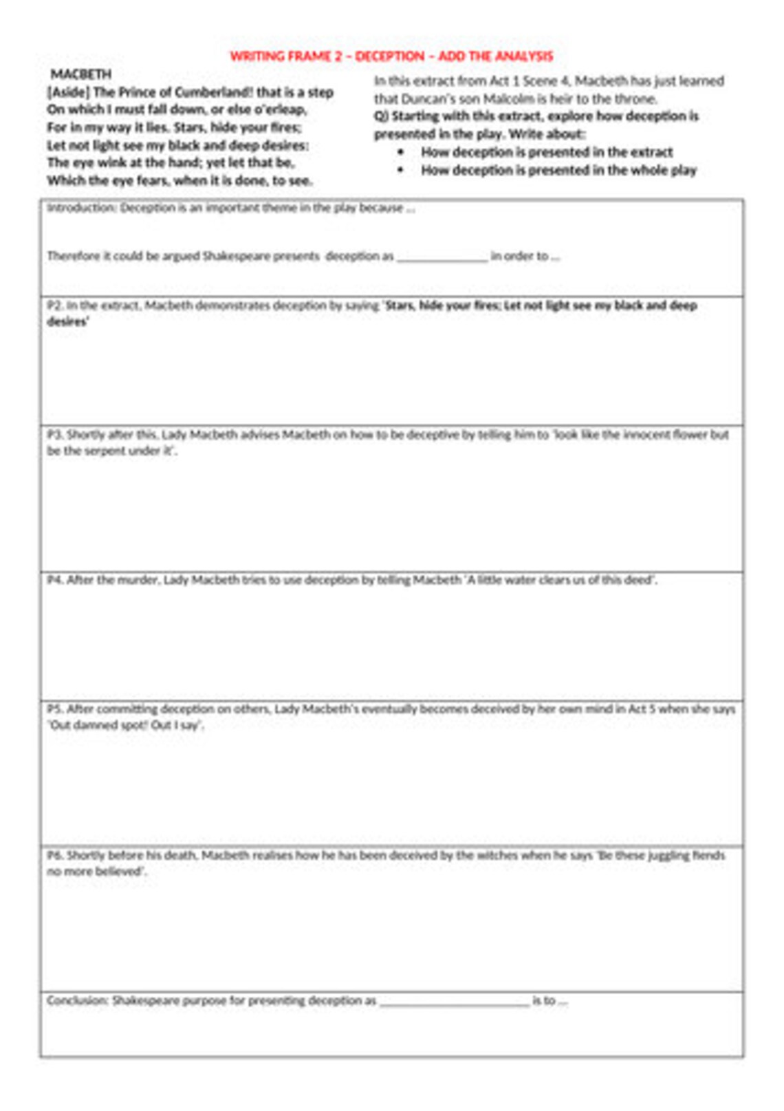 Macbeth: How to Structure Exam Responses - Etsy Canada