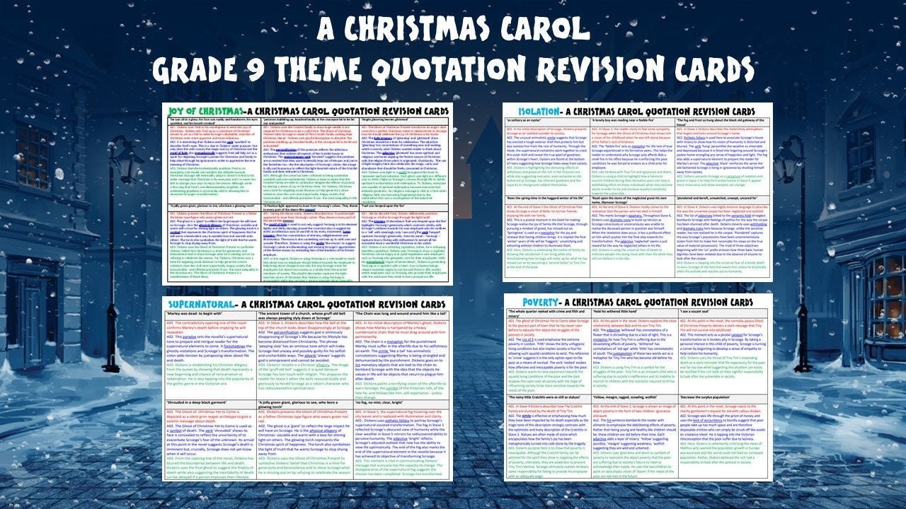 A Christmas Carol Grade 9 Theme Revision Cards Etsy UK