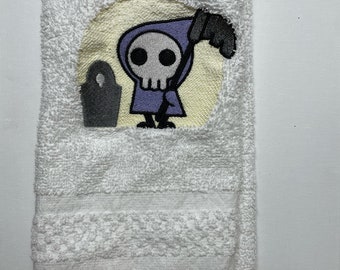 Humor Hand Towel Embroidered Grim Reaper of Death Halloween