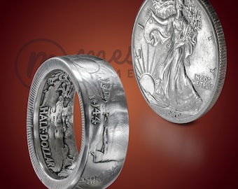 Gehende Freiheit Silber halber Dollar Münze Ring