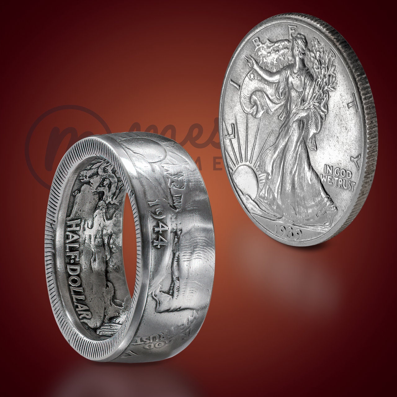 1945 silver walking liberty half dollar coin - Etsy 日本