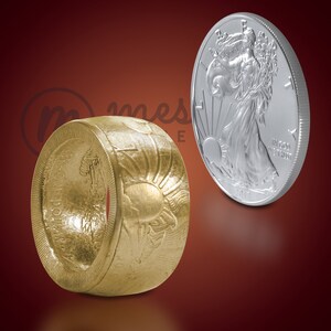 Eagle Gold Plated Silver Dollar Coin Ring