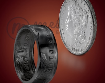 Morgan Black Cerakote Silber Dollar Dünne Band Münze Ring