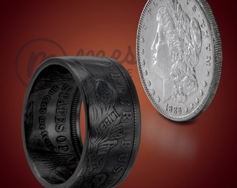 Morgan Black Cerakote Silber Dollar breitband Ring Münze