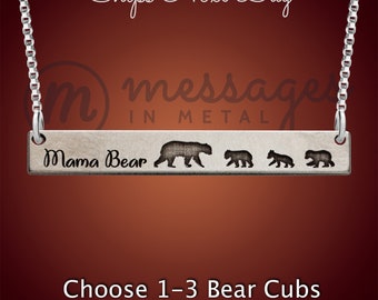 Mama Bear Necklace, Mama Bear Necklaces, Necklace For Mom, Silver Mama Bear Necklace, Mama Bear Necklace Silver