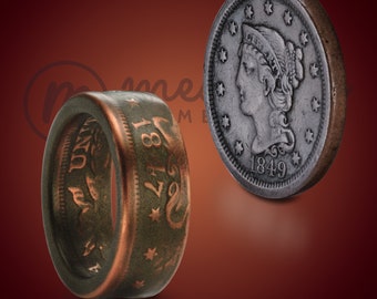 Large Cent Bronze Cerakote Coin Ring