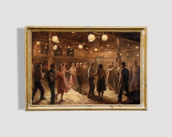 Barn Dance Oil Painting l  Photorealistic 1900s Style Artwork| Watercolor Art PRINTABLE | Original Serenity | ArtaXpress