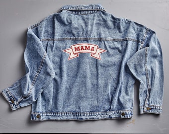 MAMA Banner Custom Denim Jacket | Custom jean jacket | Oversized denim jacket | Graphic denim jacket | Personalized denim