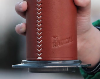 Aeropress Leather Sleeve, Vegtan Leather Cover for Aeropress, Aeropress Leather Case, Chestnut