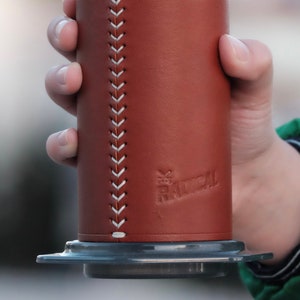 Aeropress Leather Sleeve, Vegtan Leather Cover for Aeropress, Aeropress Leather Case, Chestnut