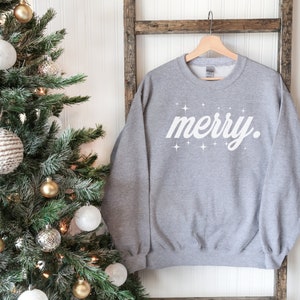 Merry Sweatshirt, Christmas Sweater, Cute Christmas Sweatshirt, Women&#39;s Christmas Sweatshirt, Holiday Sweatshirt, Christmas Shirt