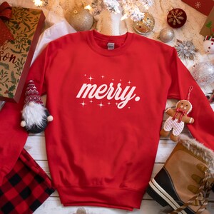 Merry Sweatshirt, Christmas Sweater, Cute Christmas Sweatshirt, Women&#39;s Christmas Sweatshirt, Holiday Sweatshirt, Christmas Shirt