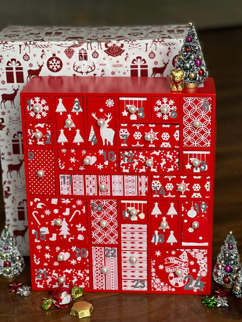 Red Christmas Prefilled Advent Calendar for Women - Etsy