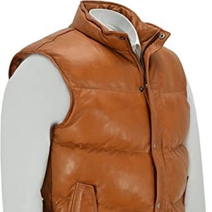 Tan Braune Kugelgreifer Leder Weste