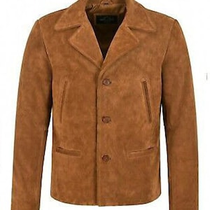 Brown Leather Suede Coat, Tan Leather Suede Coat, Suede Blazer, Men Suede Blazer
