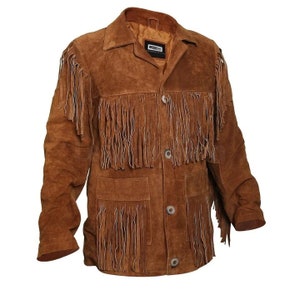 Tawny Suede Leather Jacket with Fringes image 2