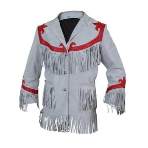 Luxurious Cloud Leather Blazer with Fringes