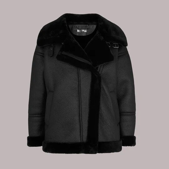Lauren Kunstfell Shearling Biker Jacke