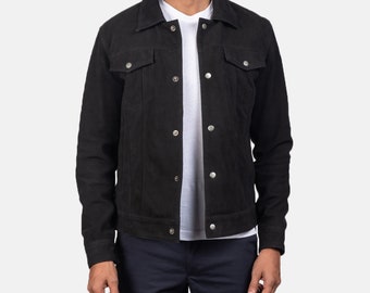 Black Suede Trucker Jacket