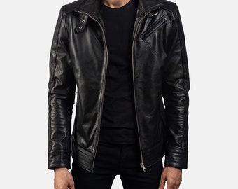 Schwarze Biker Lederjacke