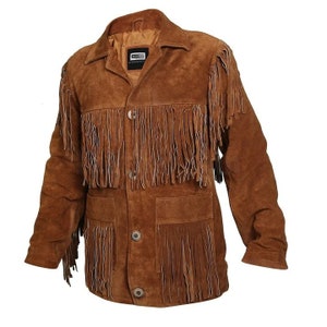 Tawny Suede Leather Jacket with Fringes image 3