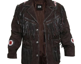 Edgy Chocolate Brown Leather Jacket with Fringes