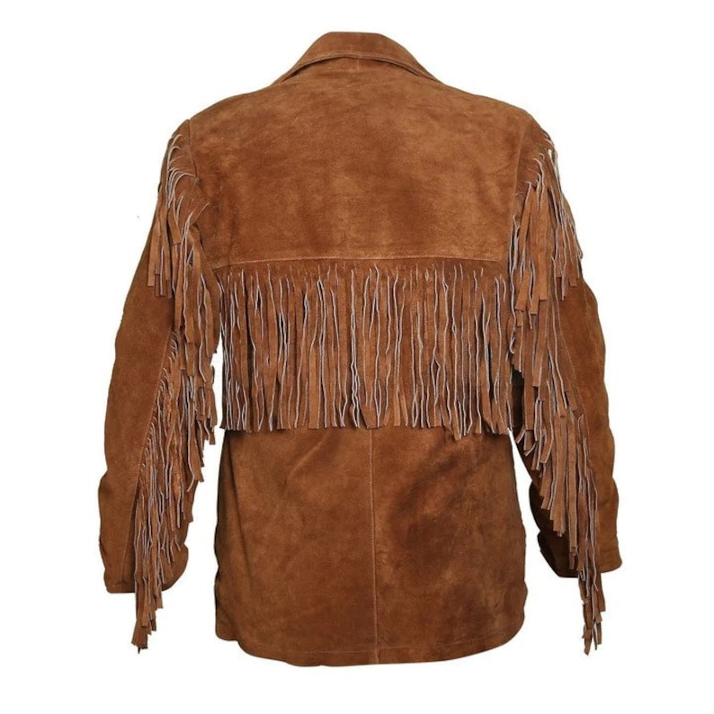 Tawny Suede Leather Jacket with Fringes image 4