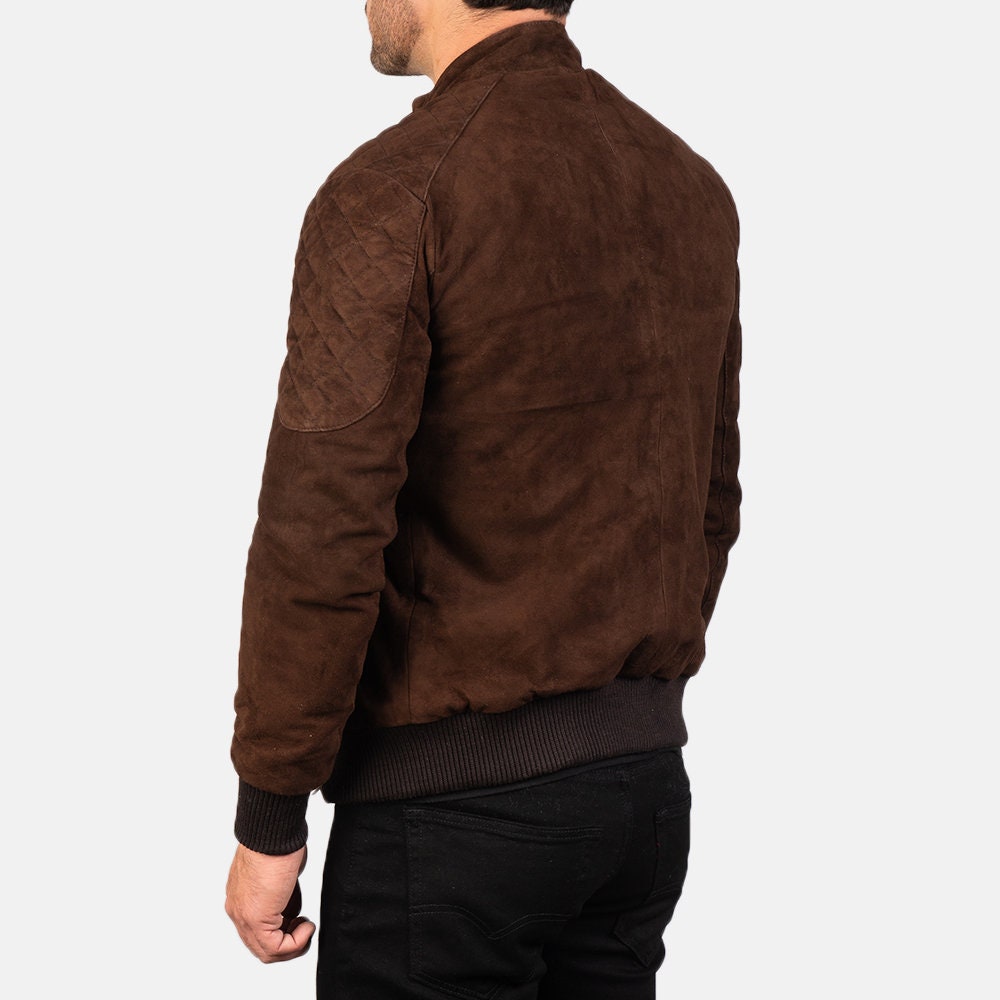 Suede Lapel Bomber Jacket