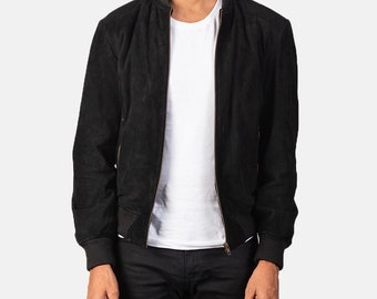 Black Suede Bomber Jacket