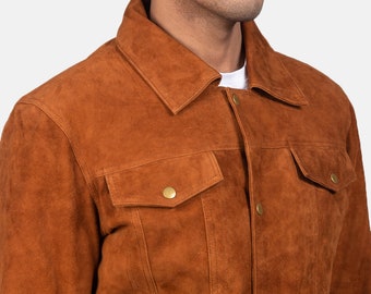 Tan Wildleder Trucker Jacke